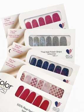 Color Street Nail Polish Strips — Pink, Silver, Blue, Red, Glitter